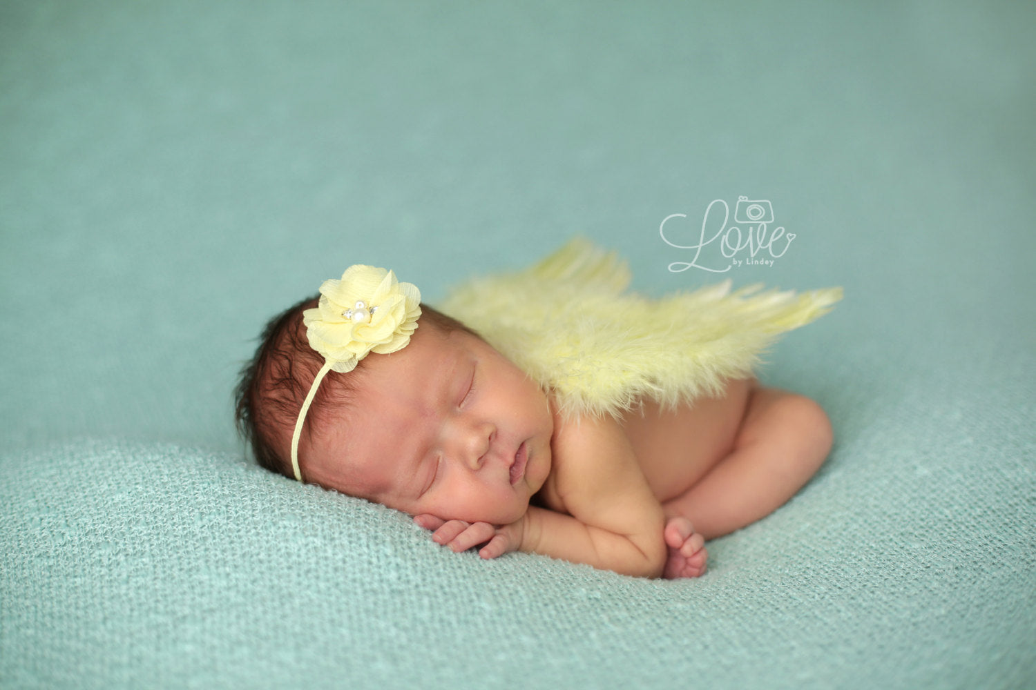 Yellow Wings Angel Baby Wing and Flower Headband Set