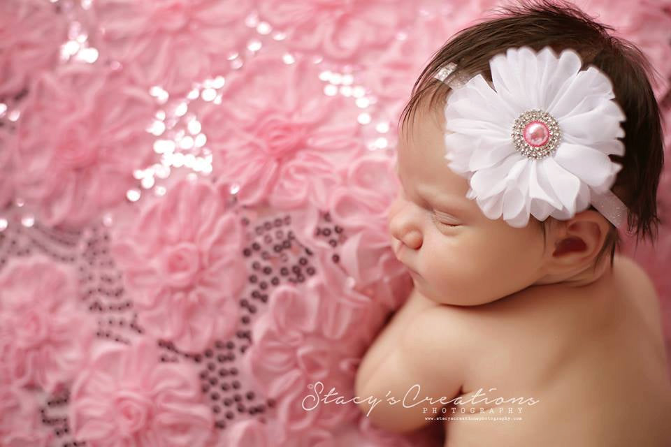 White and Pink Flower Headband