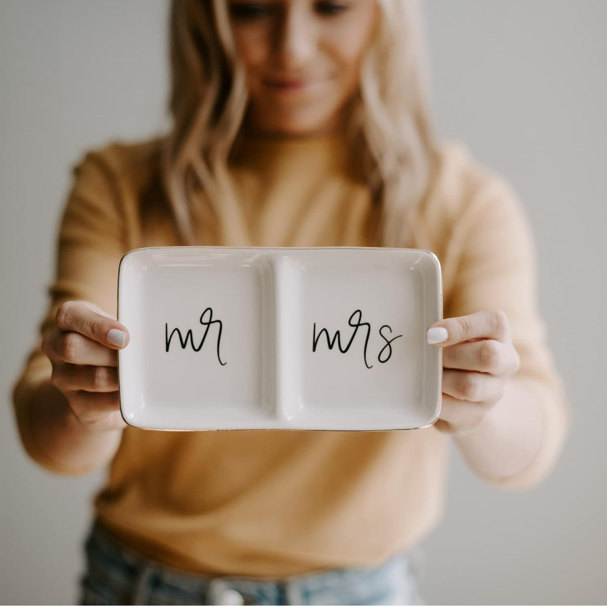 Ceramic Mr. + Mrs. Jewelry Dish