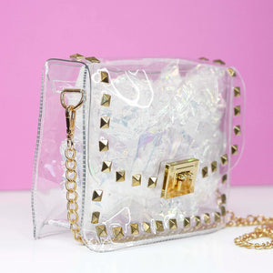 Clear with Gold Stud Stadium Purse