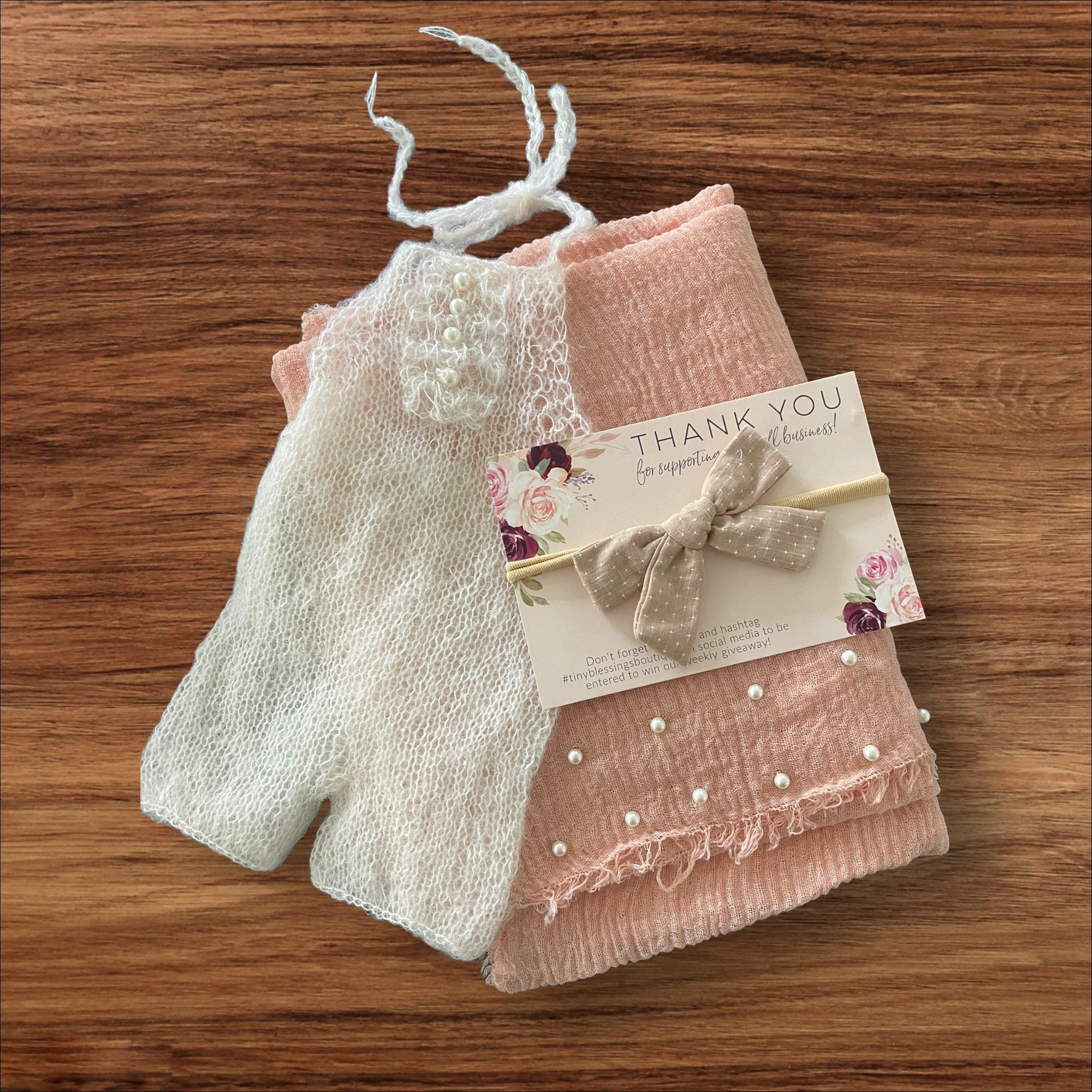 Ivory Knit Romper and/or Wrap and Headband