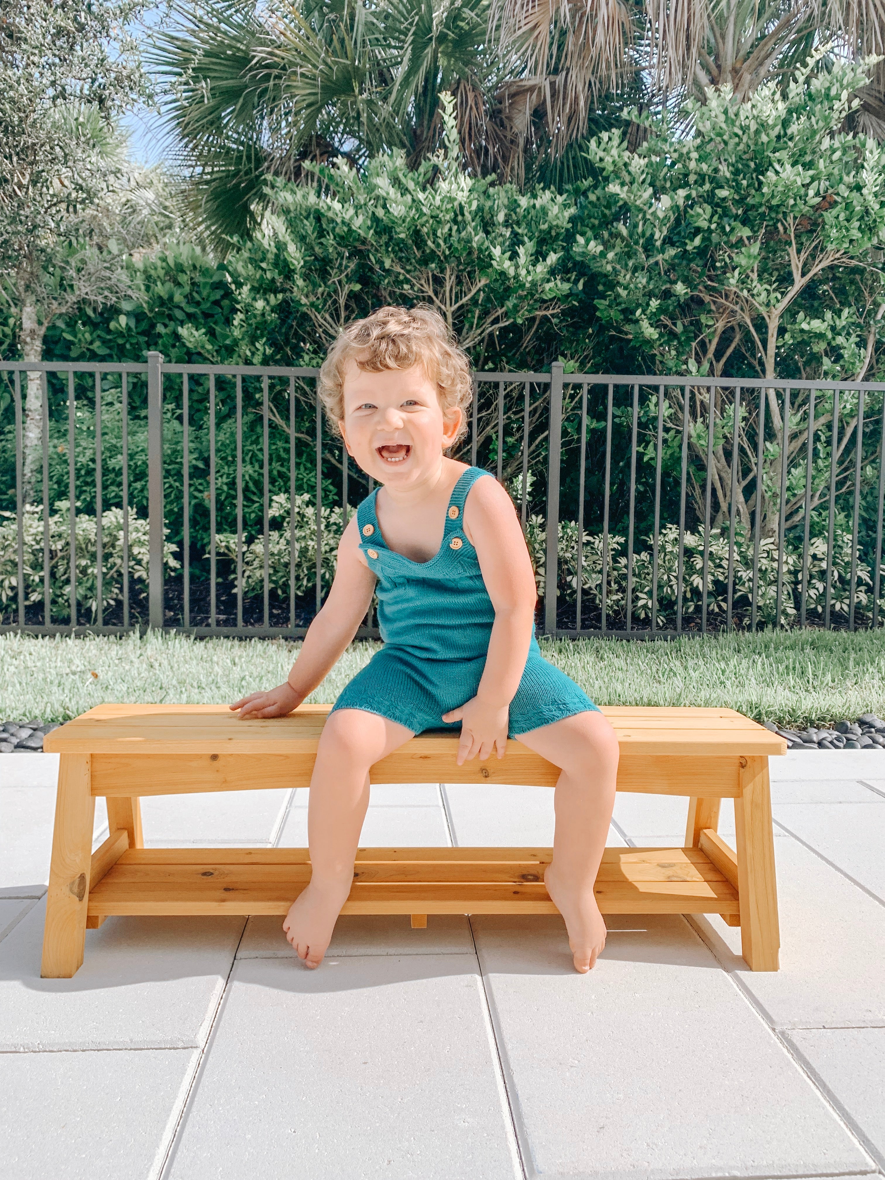 Blue Knit Sitter Romper