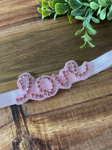 Pink Rhinestone Love Headband