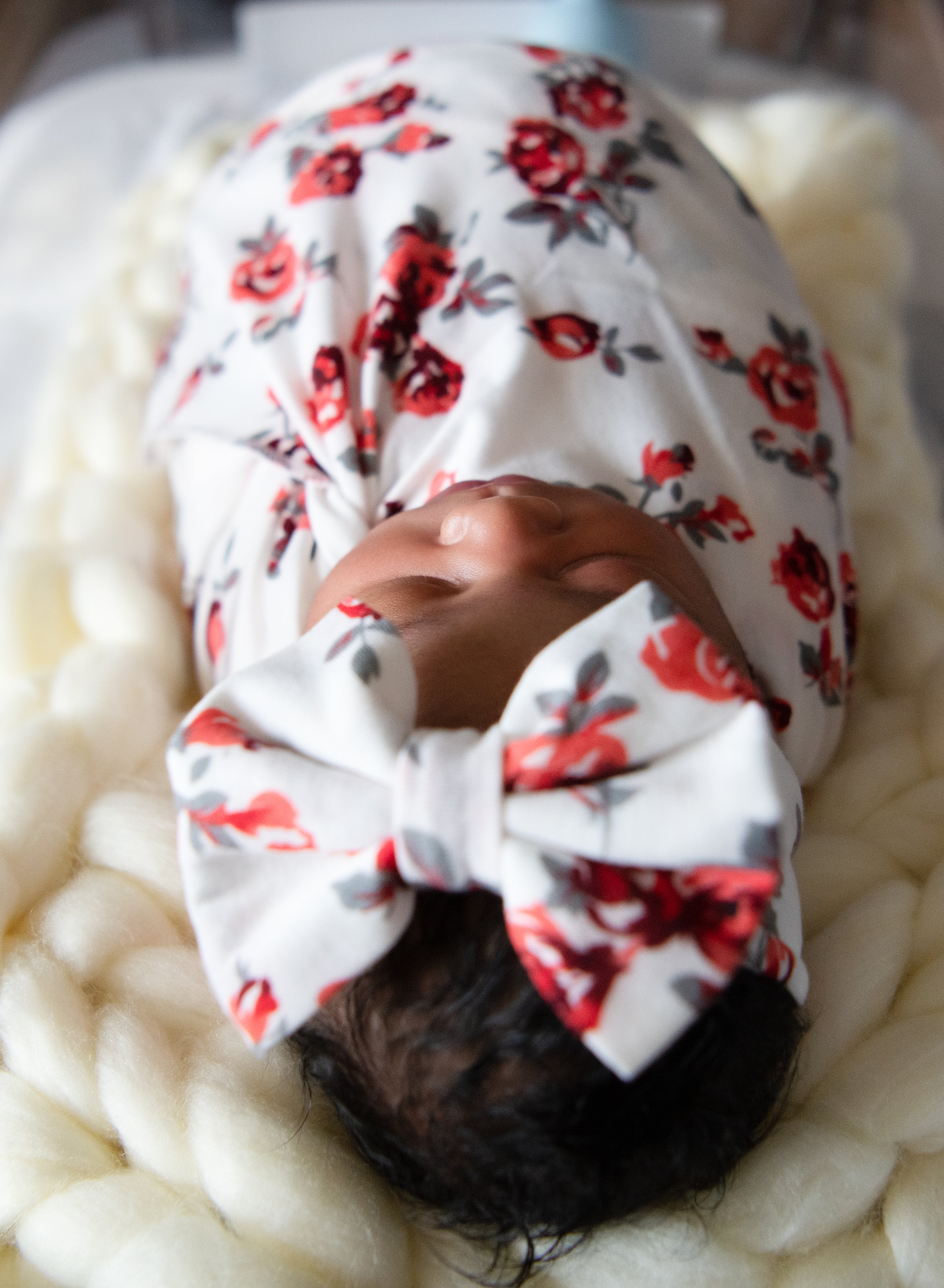 Red Floral Swaddle Blanket & Headband