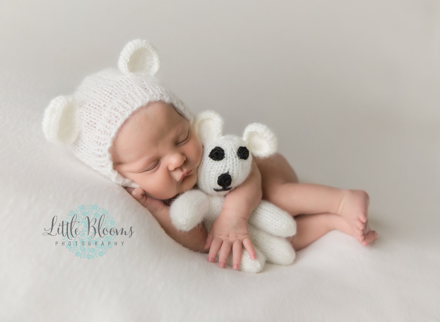 Blue Bear Hat and Lovey / Bear Bonnet / Mohair Bonnet / Newborn Photo Prop / Mohair Newborn Prop / Blue Teddy Bear Bonnet / Bear Prop / RTS