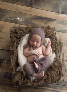 Brown Knit Pants and Bonnet