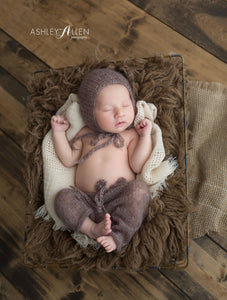 Brown Knit Pants and Bonnet