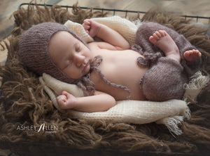 Brown Knit Pants and Bonnet