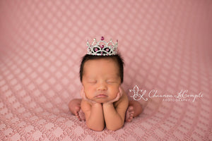 Pink Newborn Rhinestone Crown / First Birthday Crown / Baby Shower Gift / Newborn Photo Prop / Flower Girl / Baby Girl Crown / Baby Tiara