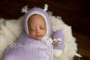 Lavender Owl Hat and Lovey