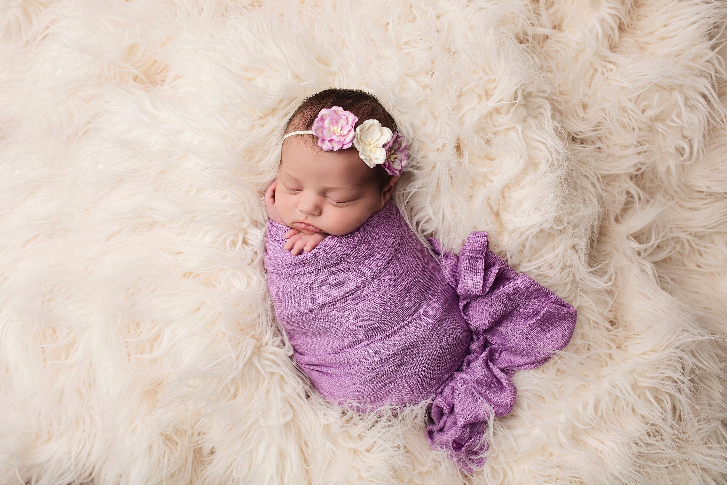 Lavender Wrap / Lilac Newborn Wrap / Butter Soft Newborn Wrap / Newborn Layer / Baby Girl Headband / Baby Girl Newborn Prop