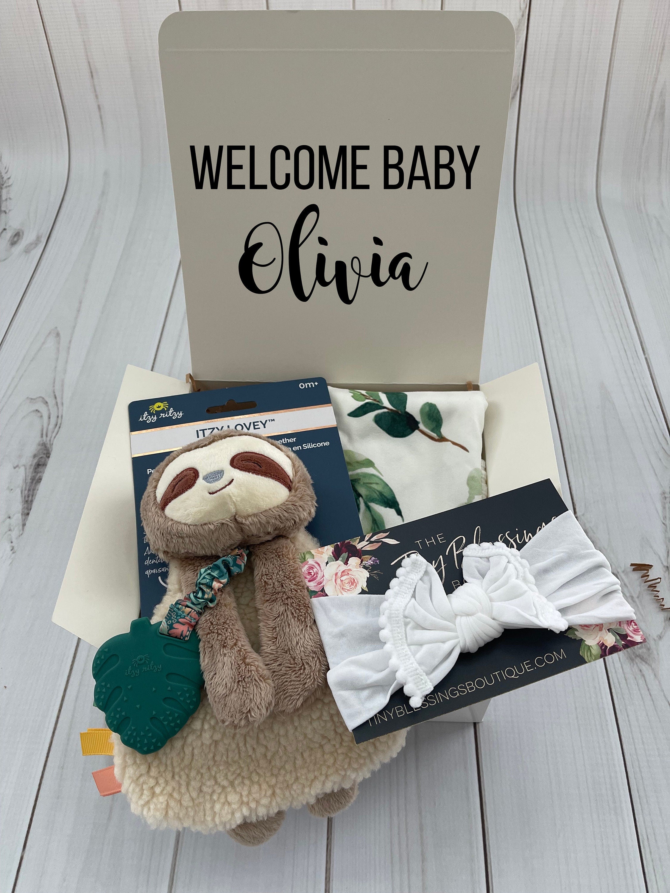 New Baby Gift Box / Baby Girl Gift / Baby Shower Gift / Baby Gift Box / Gift for New Mom / Sloth Baby Gift / Sloth Lovie / Sloth Lover