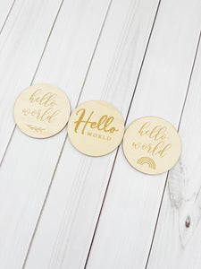 Hello World Sign / Wooden Sign / Hello World Birth Announcement / wood Baby Sign / Baby Announcement Sign