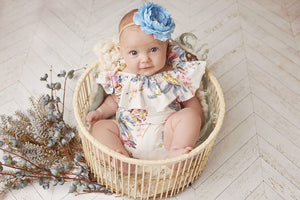 Blue Baby Girl Headband / Blue Headband / Baby Girl Headband / Blue Flower Headband / Infant Headband / Baby Girl Prop / Floral Romper