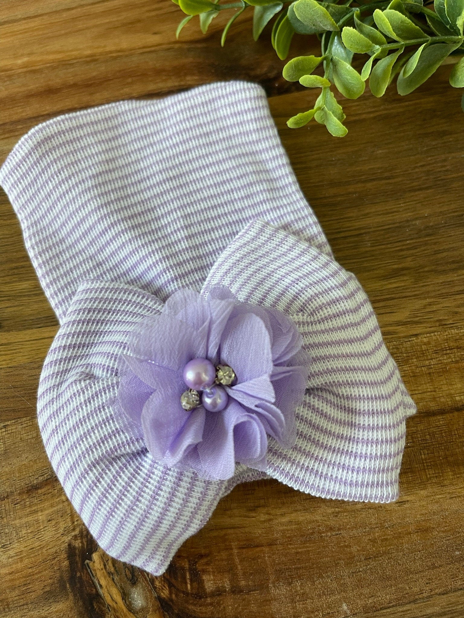 Lavender Hospital Hat with Bow / Newborn Beenie / Hospital Beenie / Newborn Hospital Hat / Newborn Hat / Newborn Coming Home Outfit