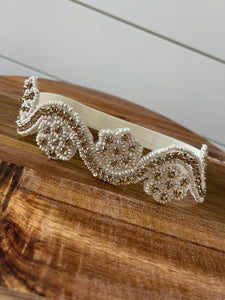 Champagne Rhinestone Headband / Baby Girl Headband / Rhinestone Headband / Topaz Headband / Newborn Photo Prop / Beaded Headband