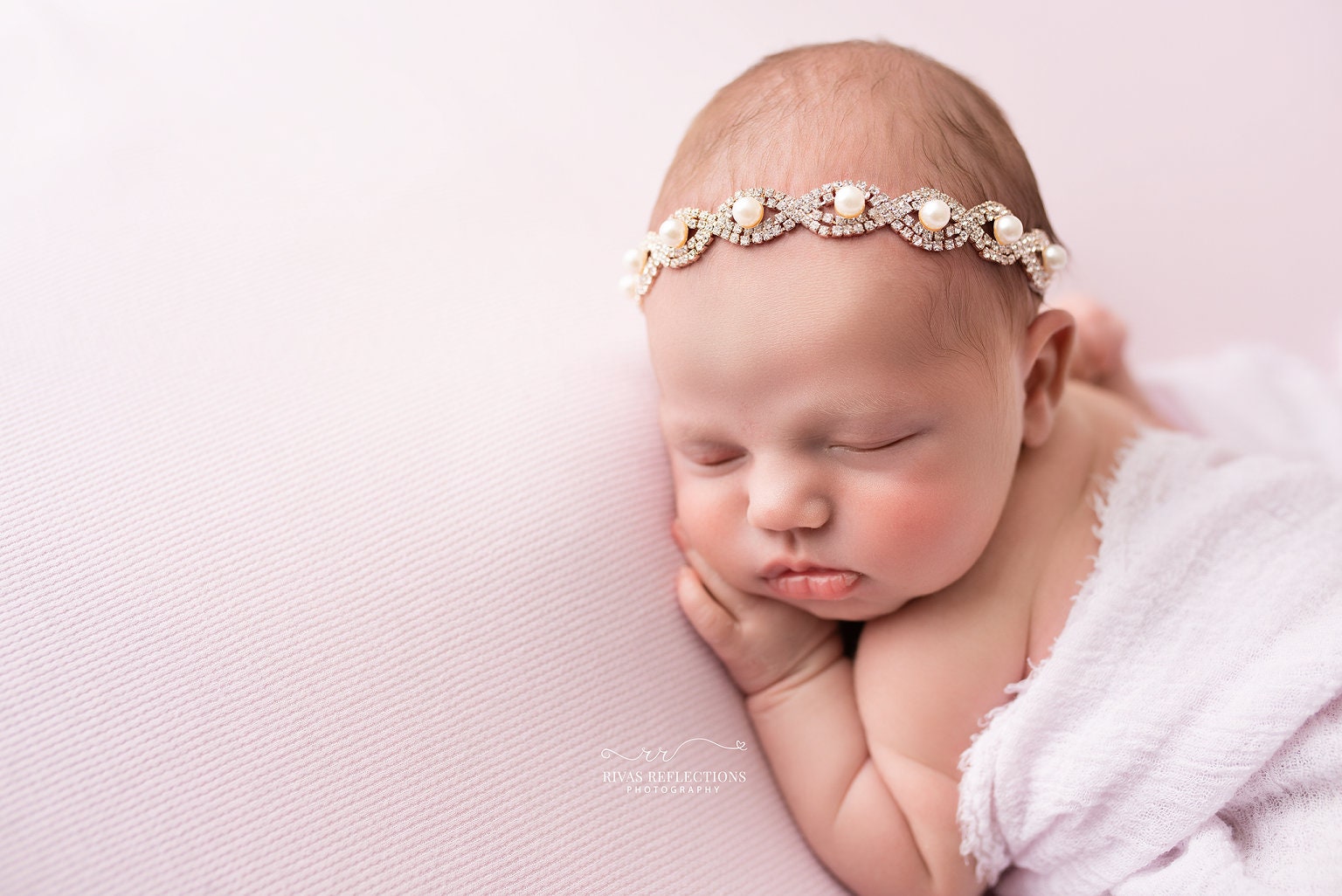 Rhinestone Headband / Baby Girl Headband / Silver Diamond Rhinestone Pearl Headband / Newborn Headband Bow / Baptism Headband