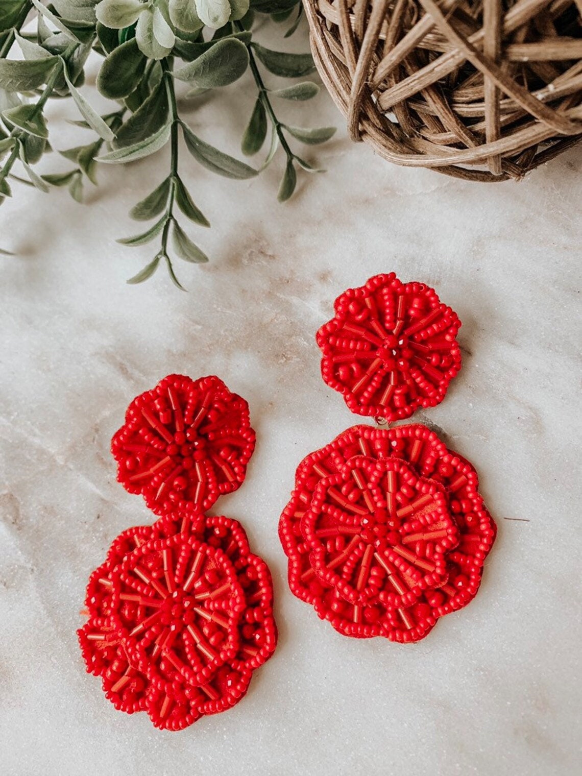 Beaded Flower Earrings for Women / Statement Earrings / Flower Earrings / Beaded Earrings / Seed Bead Earrings / Gift for Friend