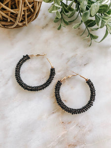 Beaded Hoop Earrings for Women / Statement Earrings / Beaded Earrings / Seed Bead Earrings / Gift for Friend / More Colors Available