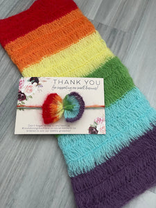 Rainbow Baby Tie Back / Rainbow Newborn Wrap / Newborn Photo Prop / Newborn Wrap / Knit Wrap / Rainbow Prop/ Rainbow Headband