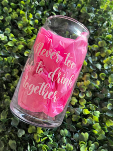 Best Friend Beer Can Glass / Glass Iced Coffee Tumbler / Floral Beer Can Glass / Aesthetic Glass / Coffee Lover Gift / Gift for Friend