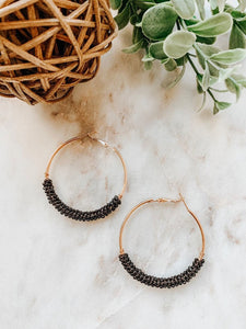 Beaded Hoop Earrings for Women / Statement Earrings / Beaded Earrings / Seed Bead Earrings / Gift for Friend / More Colors Available