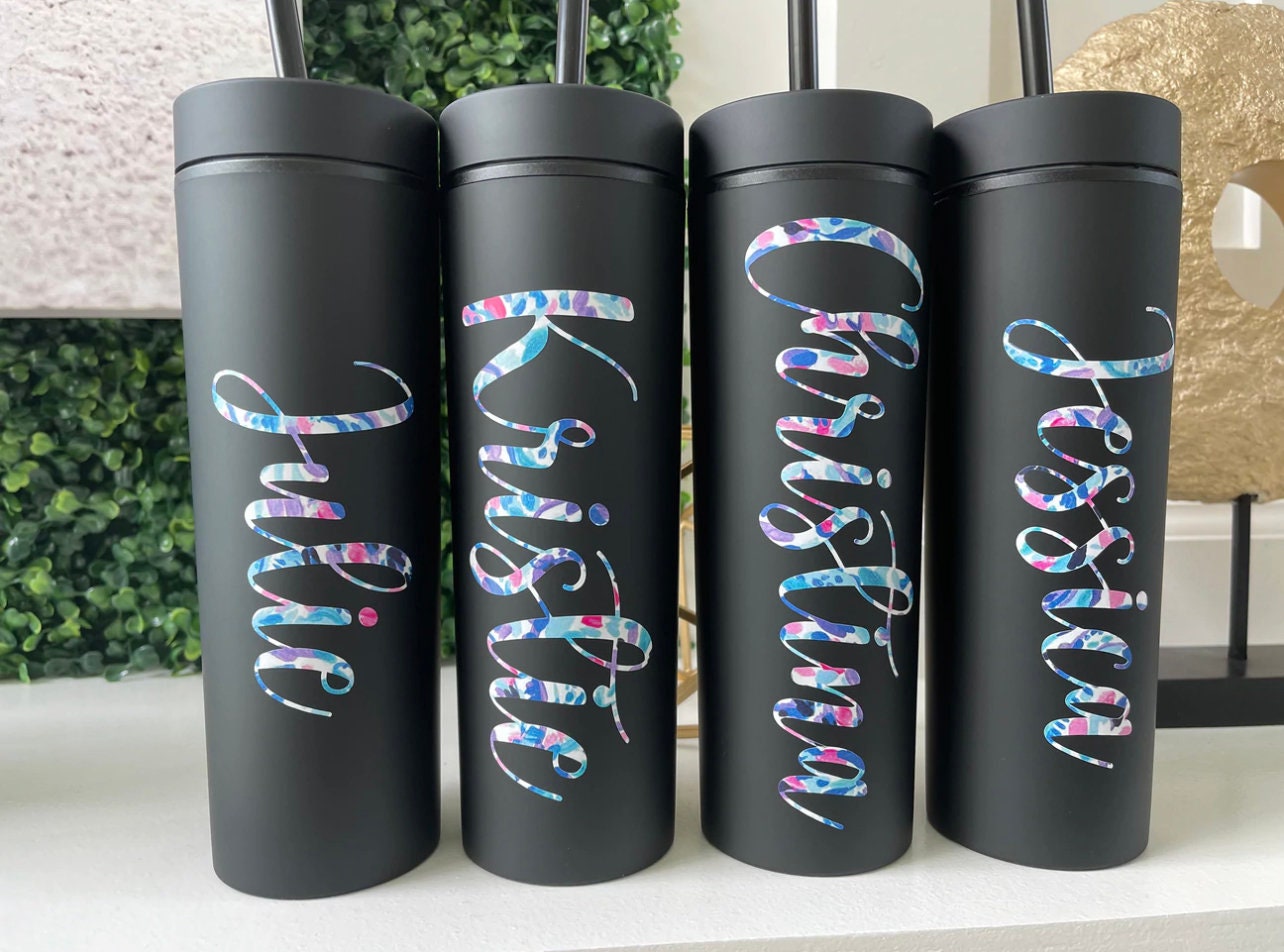 Custom Lilly Tumbler / Personalized Tumbler / Bachelorette Gift /  Bridesmaid Gift / Tumbler with Straw / Gift for Friend / Gift for Mom