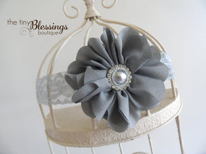 Gray Flower Headband