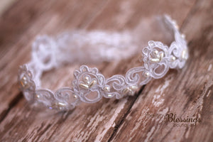 White Lace Pearl Headband