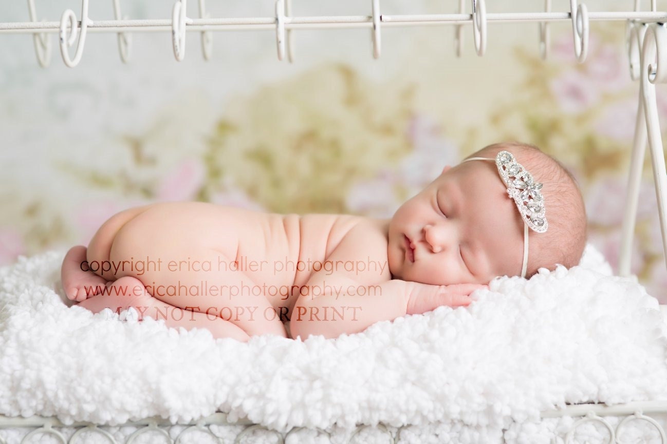 Silver Rhinestone Headband / Crown Headband / Baby Girl Headband / Baby Headband / Baptism Headband / Christening Headband / Baby Girl