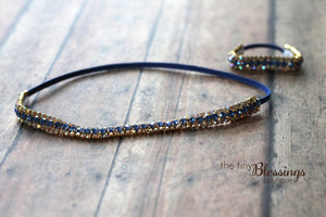 Blue Sapphire Rhinestone Headband and/or Bracelet