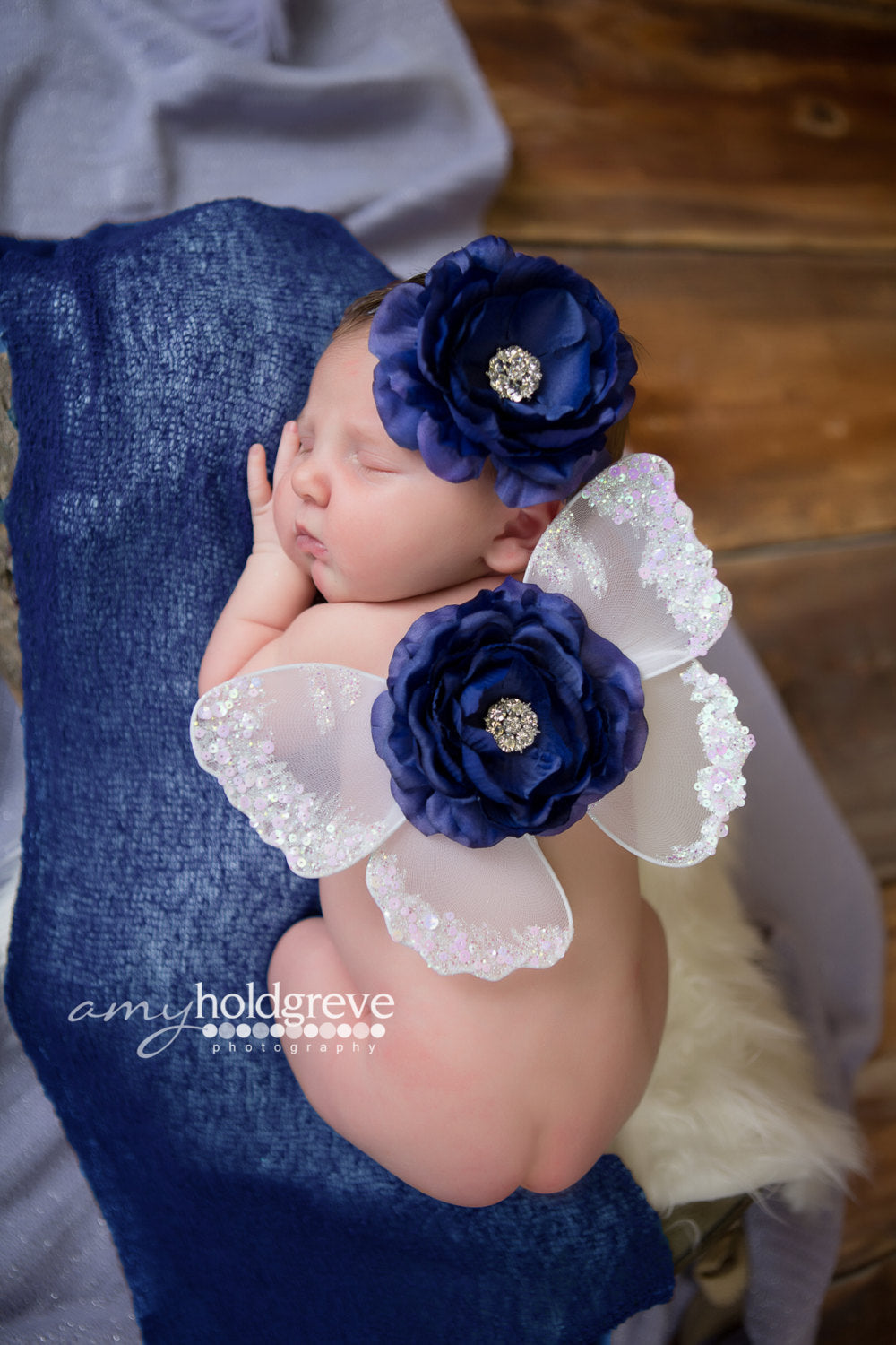 White and Navy Butterfly Wing Set