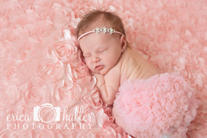 Stunning Fit for a Queen Newborn Silver Finish and Rhinestone and Pearl Augusta Tie Back Baby Headband Halo Baby Crown Photo Prop