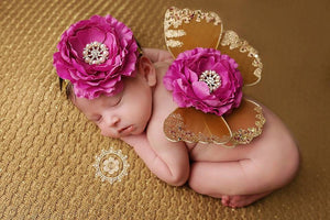 Brown and  Pink Butterfly Wing Set / Newborn Wings / Newborn Wing Prop / Baby Girl Headband / Newborn Photo Prop / Newborn Butterfly Wings