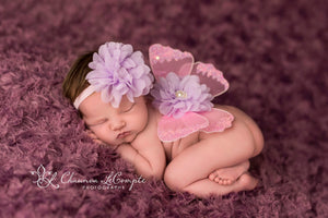 Pink and Lavender Butterfly Wing Set / Newborn Wings / Newborn Wing Prop / Baby Girl Headband / Newborn Photo Prop / Newborn Butterfly Wings