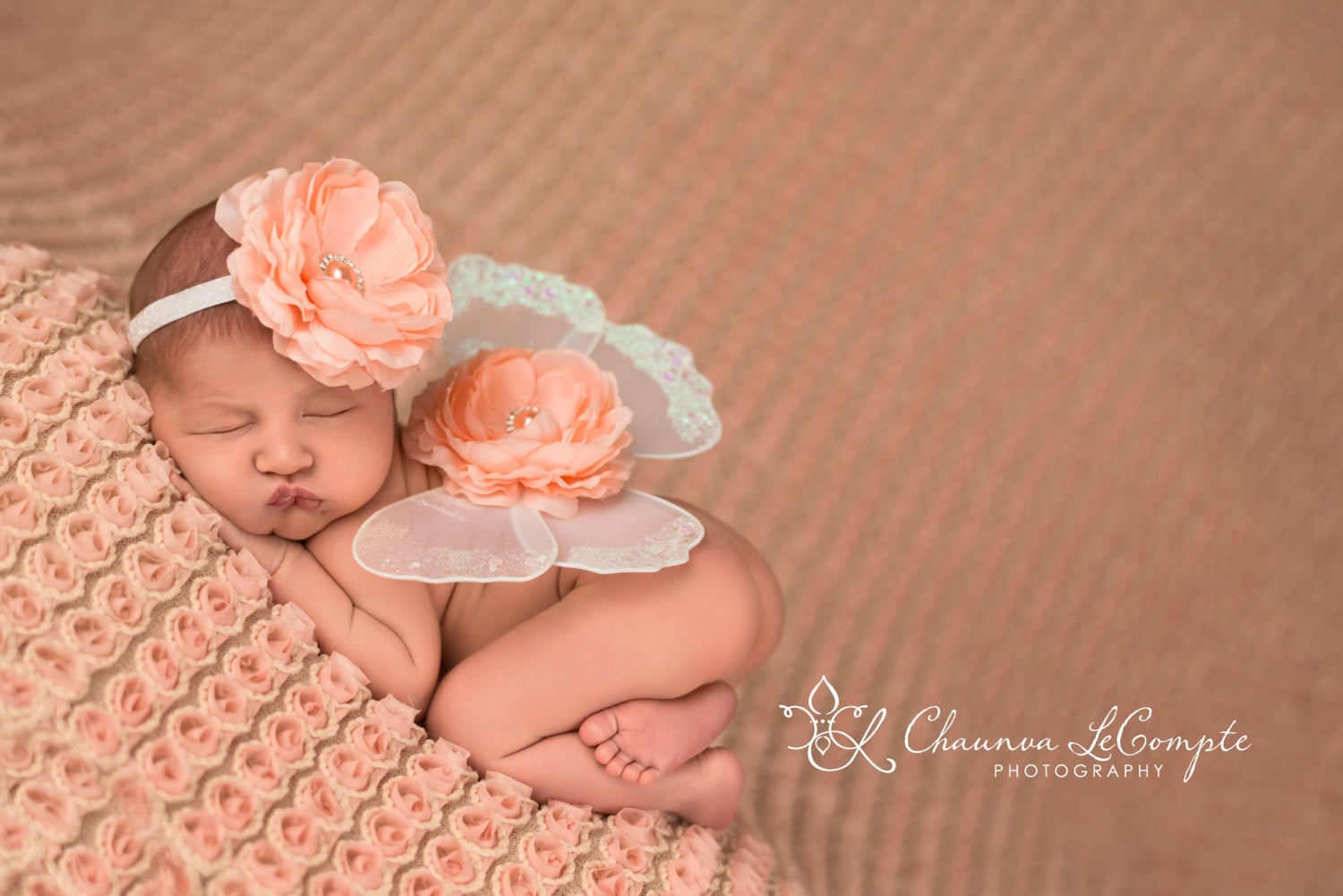 White and Peach Butterfly Wing Set