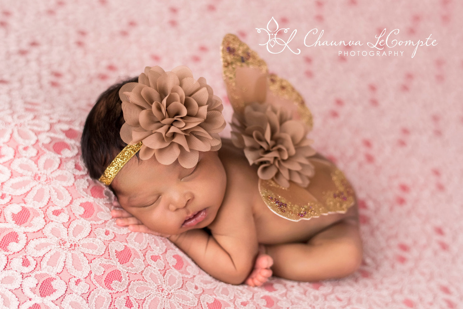 Brown and Tan Butterfly Wing Set  / Newborn Wings / Newborn Wing Prop / Baby Girl Headband / Newborn Photo Prop / Newborn Butterfly Wings