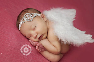 White Baby Wing Set / Baby Angel Wing Set / Rhinestone Headband / Angel Wings / Newborn Photo Prop / Newborn Wing / Newborn Angel Costume
