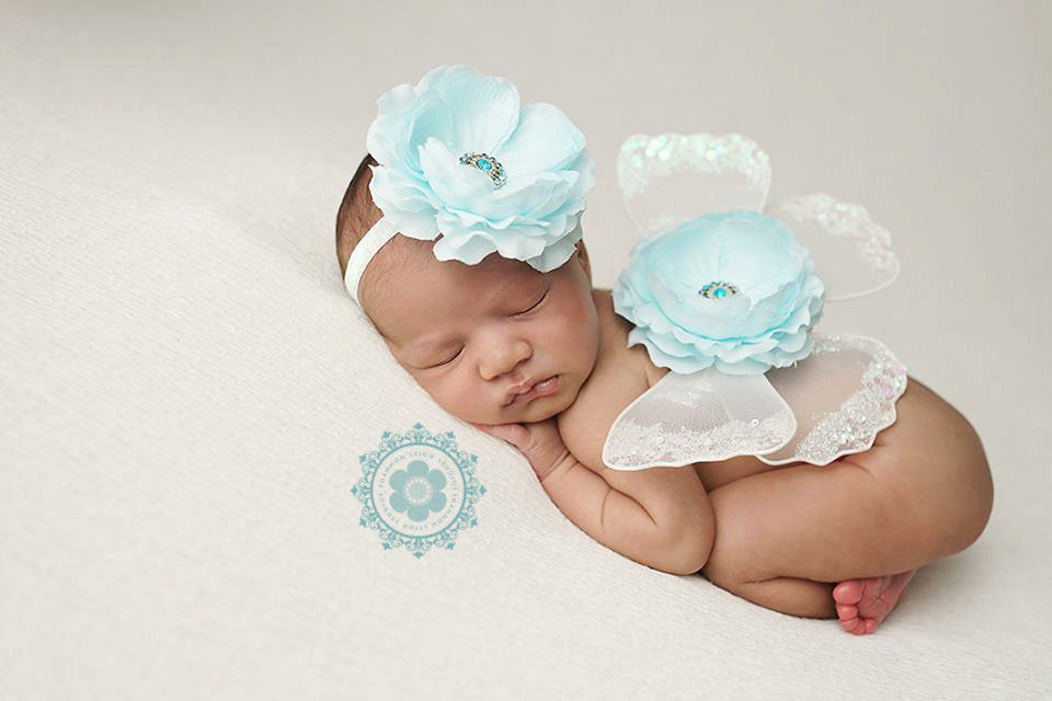 White and Aqua Butterfly Wing Set