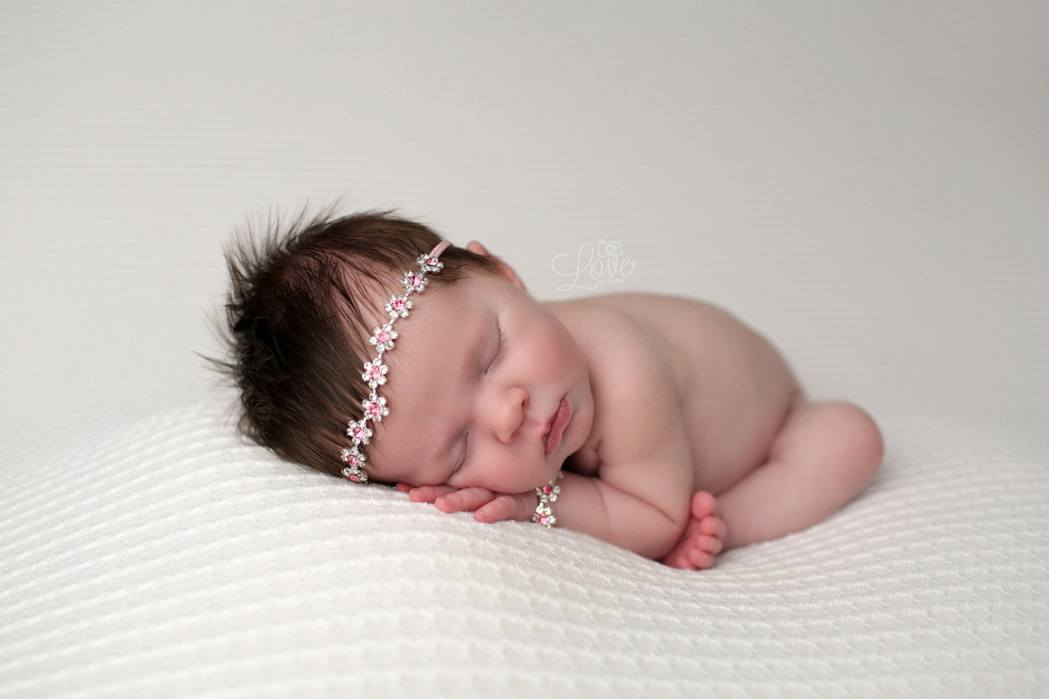 Pink Rhinestone Headband and Bracelet Set