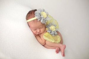 Yellow and Grey Butterfly Wing Set  / Newborn Wings / Newborn Wing Prop / Baby Girl Headband / Newborn Photo Prop / Newborn Butterfly Wings