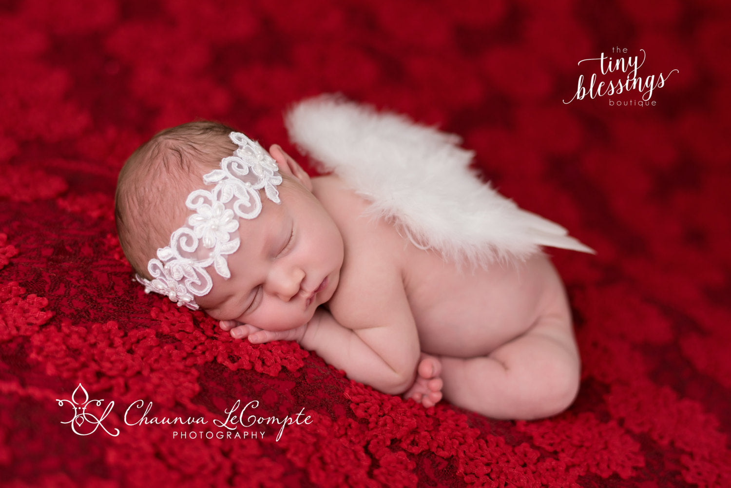 Baby Angel Wings and Baby Lace Pearl Headband Set