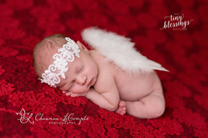 White Baby Wing Set / Baby Angel Wing Set / Beaded Lace Headband / Angel Wings / Newborn Photo Prop / Newborn Wing / Newborn Angel Costume