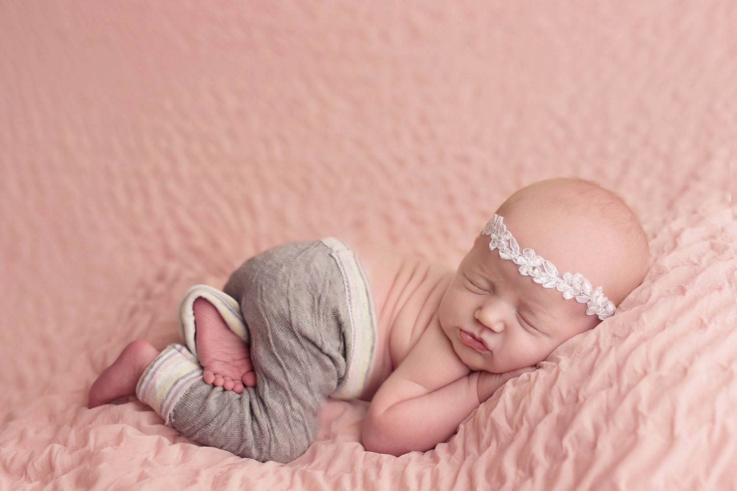 Lavender Flower Headband / Petite Lace Headband / Baby Headband / Petite Headband / Baby Girl Headband / Newborn Headband / Baptism Headband