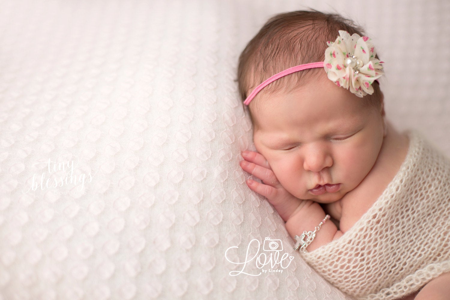 Ivory and Pink Floral Headband