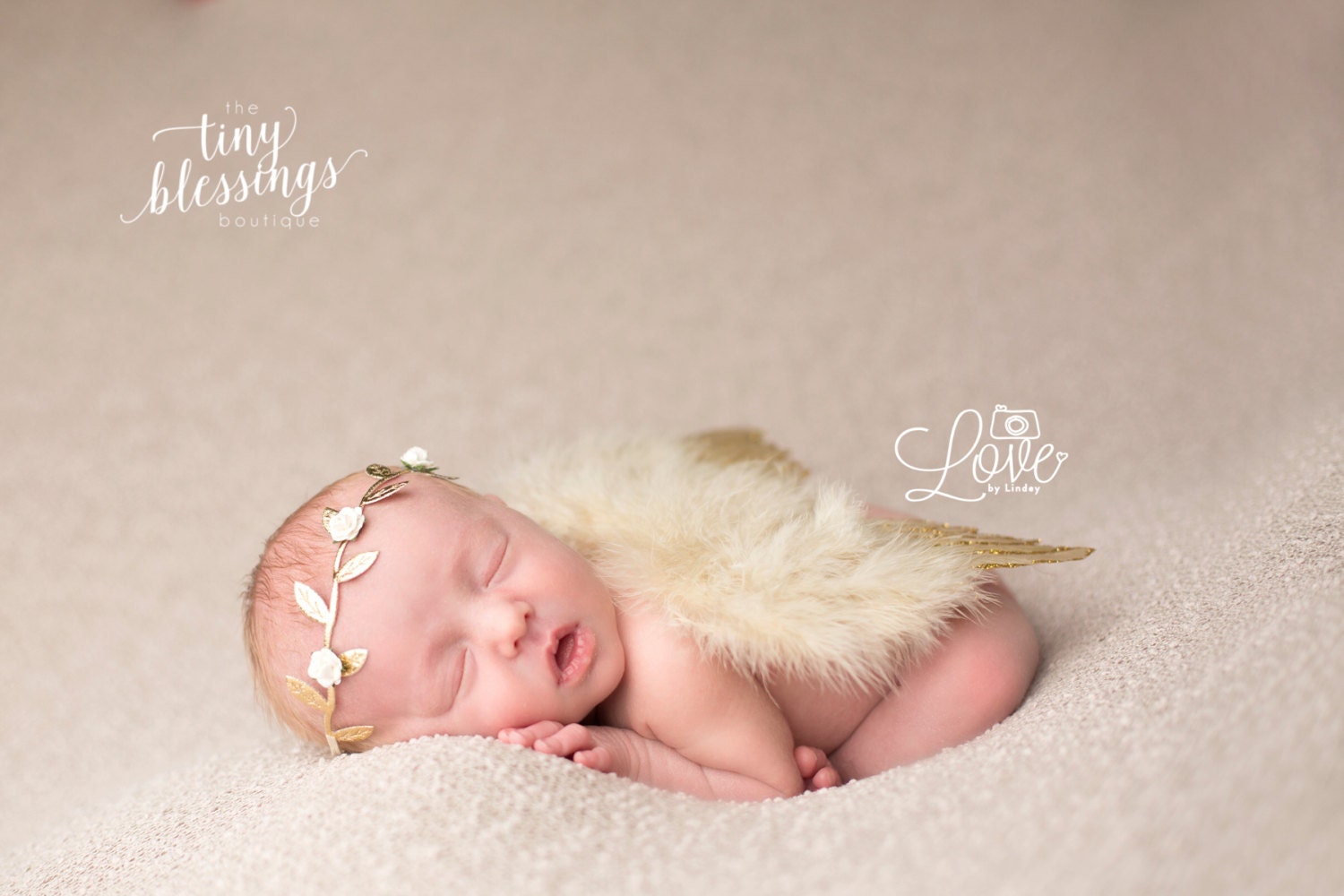 Gold Baby Wing Set / Baby Angel Wing Set / Boho Ivy Headband / Angel Wings / Newborn Photo Prop / Newborn Wing / Newborn Angel Costume