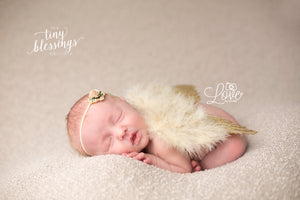 Gold Glitter Angel Baby Wing and Floral Rhinestone Headband Set
