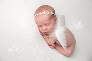 White Baby Wing Set / Baby Angel Wing Set / Rhinestone Headband / Angel Wings / Newborn Photo Prop / Petite Newborn Wings / Angel Costume