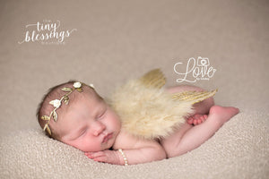Gold Baby Wing Set / Baby Angel Wing Set / Boho Ivy Headband / Angel Wings / Newborn Photo Prop / Newborn Wing / Newborn Angel Costume