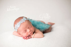 Light Turquoise Angel Baby Wing and Baby Beaded Lace Halo
